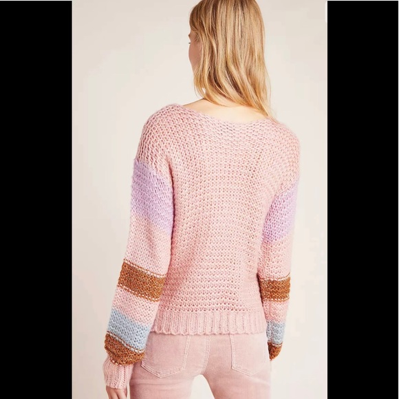 Anthropologie Heartloom Metallic Striped Sweater - Picture 2 of 7
